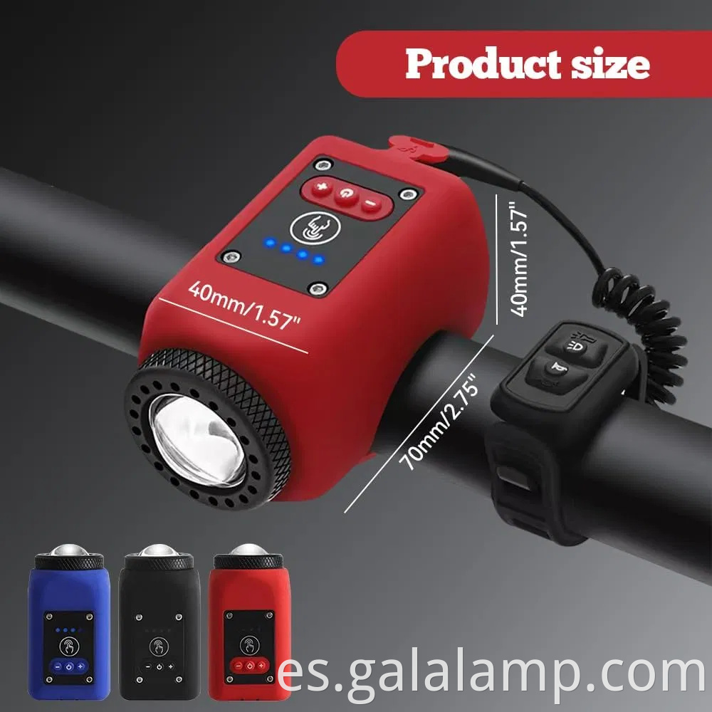 Luz de bicicleta con bocina de decibelio alto y carga USB